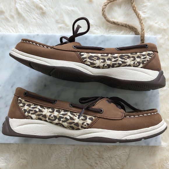 Sperry Other - Like new girls brown/Animal print Sperrys size 4